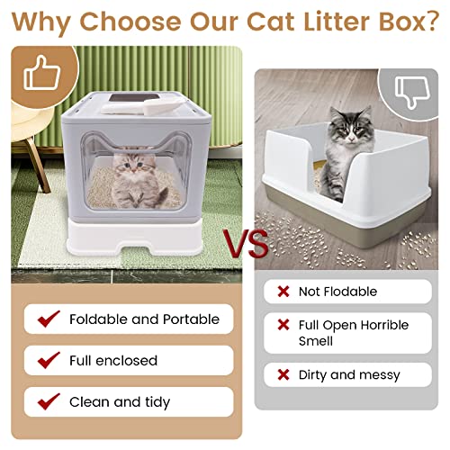 Arenero Para Gato Plegable Grande Con Entrada Superior Gris miniatura 5