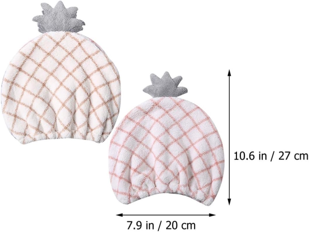 2pcs Hair Drying Caps for Women, Absorbent Coral Fleece Hair Towel Wraps with Pineapple Design, Thick and Quick Dry Towels, Convenient to Carry for Travel Use Random Color