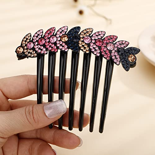 Peines para pelo suelto que evitan caídas con strass rosa de lujo 2