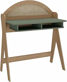 Escrivaninha com nichos impressão palha 3D 100% MDF CECI cor Carvalho/Menta - Artely