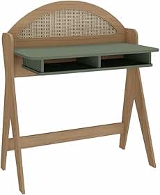 Escrivaninha com nichos impressão palha 3D 100% MDF CECI cor Carvalho/Menta - Artely