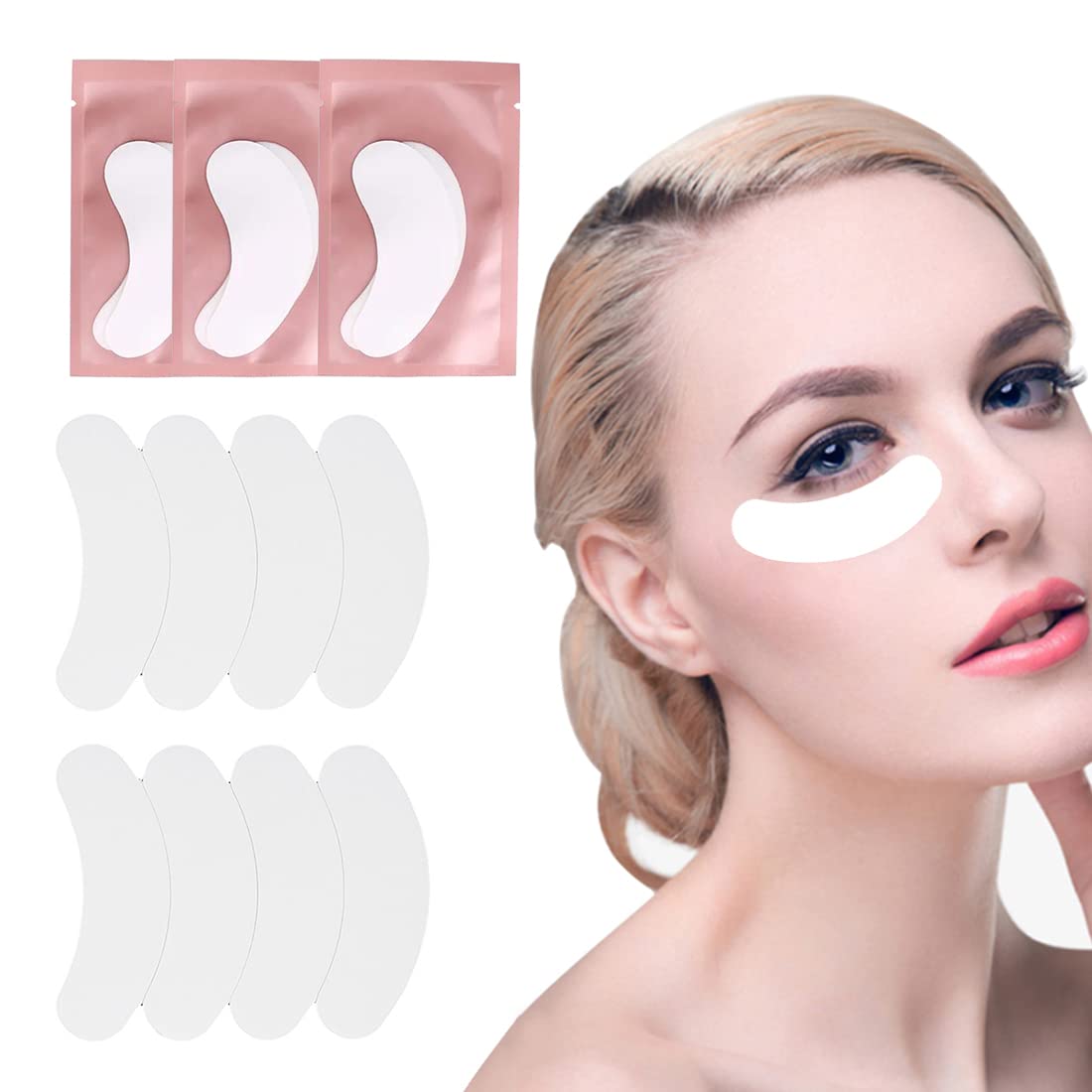 PLABBDPL 50 Pares Parches Eye Gel Pads para Extensión de Pestañas, Pestañas Lash Extension Pads Sin Pelusa Under Eye Gel Parches Beauty Tool para Pro Salon Extensión Individual de Pestañas (Rosa)
