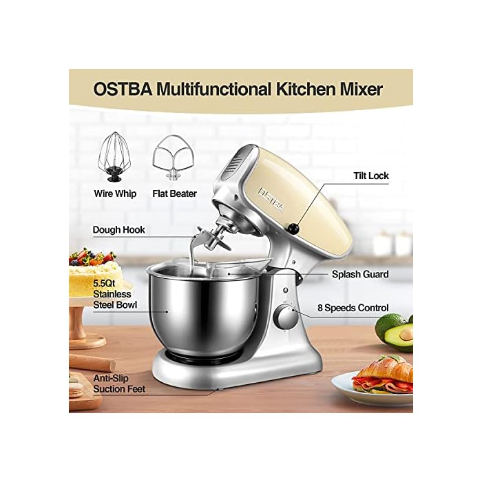 Buy DieCast Stand Mixer, 8 Speeds 600W OSTBA Food Stand Mixer, 5.5Qt