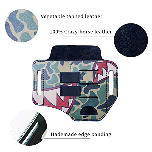 VIPERADE PJ13 Camoshark Knife Sheath for Belt, Tool Leather Sheath for men, EDC Pocket Tool Pouch/Flashlight Holster/Multitool Leather Sheath for Leatherman, Handmade Knife Leather Sheath - Thumbnail 6