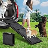 Foldable Dog Ramp for Cars & Trucks | Quad-Fold Non-Slip Pet Ramp | Portable SUV Ramp for Large Dogs & Seniors | Safe Easy Access Heavy-Duty Travel Solution