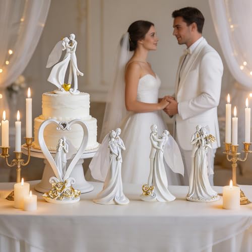 Estatua pareja de novios boda decorativa 7.28 pulgadas miniatura 6