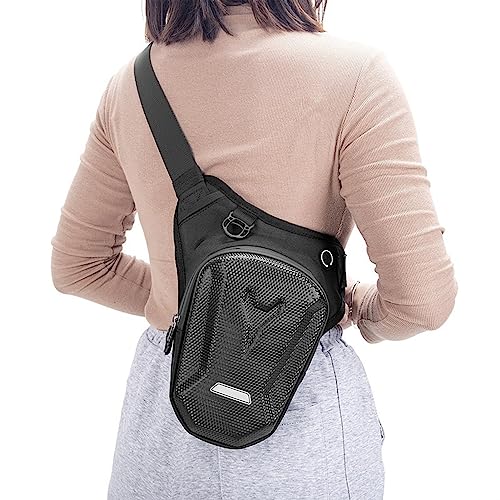 CalmGeek Beintasche und Bauchtasche 2 in 1, Oberschenkeltasche Motorrad Tasche Motorrad Beintasche für Herren und Damen, Hartschalen Beintasche, für Motorrad Reiten Wandern Angeln (Schwarz)