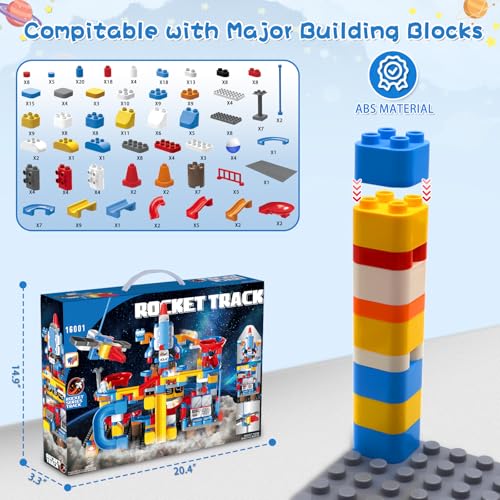 Mostop Marble Run Building Blocks, 292 PCS Classic Big Blocks Educational STEM for Toddler Boys Girls, Marble Maze Race Track Montessori Learning STEM Toys for Toddler Kids Age 3,4,5,6,7,8+ - Thumbnail 7