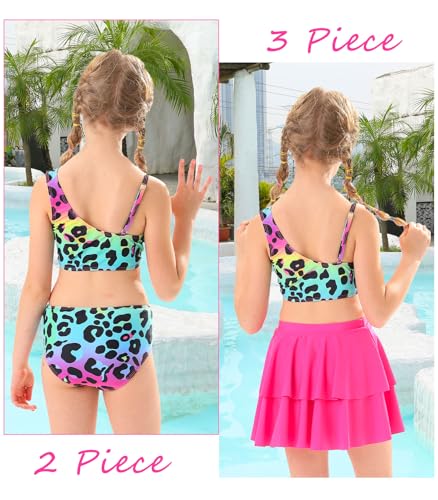 Image of RAISEVERN Girls Swimsuit 3 Piece Bathing Suits Cute Swimwear for 5-12 Years