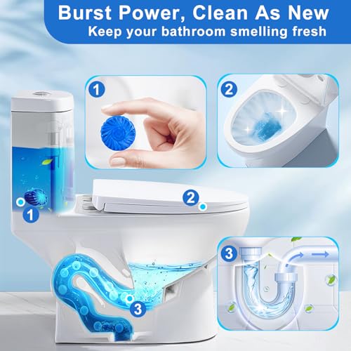 Image of Msvvko Toilet Bowl Cleaner Tablets 40 Pcs, Septic Safe Automatic Toilet Tank Cleaner with Sustained-Release Technology, Powerful Long-Lasting Blue Tabs for Bathroom Stain Remover & Deodorizer
