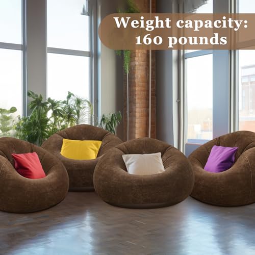 Image of Realspring Inflatable Bean Bag Chairs Outdoor Blow up Camping Chairs Inflatable Lazy Sofa Folding Portable Bean Bag Loungers Couch for Movie Night(Dark Coffee,4 Pcs)