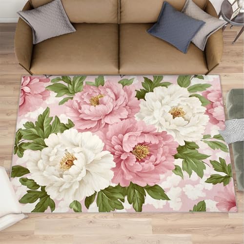Tapete decorativo OZIQIJ rosa y blanco 90x120 cm