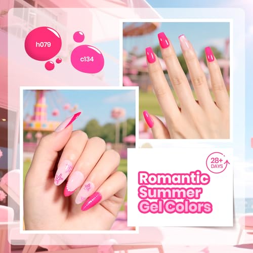 Image of Beetles Pink Gel Polish Set - Summer Heartbeat, 6 Colors Pink Gel Nail Polish Set, Soak Off UV LED Nails Art, Long-Lasting Manicure Salon DIY Home Holiday Nails Art