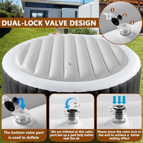 Tlswshsy 4.5 Ft Inflatable Hot Tub Cover with Handles, Round Hot Tub Lid, Portable Energy-Saving Hot Tub Thermal Cover for Protecting Tubs from Wind Rain Debris and Dust