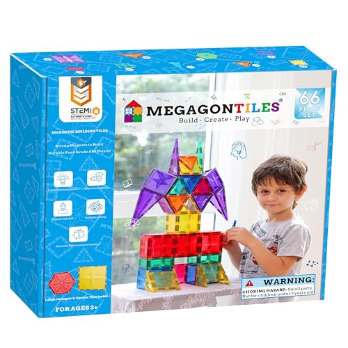 MEGAGONTILES 66-Piece Magnetic Tiles Set