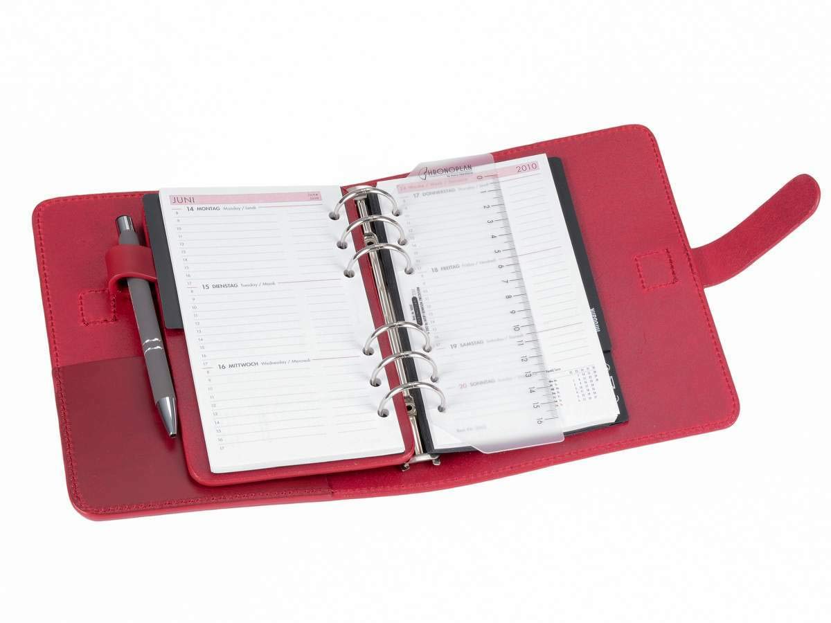 Ruitertassen Terminplaner A6 Leder rot mit Systemeinlage und Kalender 2025