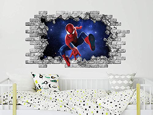 Superhero Wall Decal, Hole In The Decal, Superhero Space Vinyl Murals, Superhero Boys Bedroom Decor C2201 #TOP1