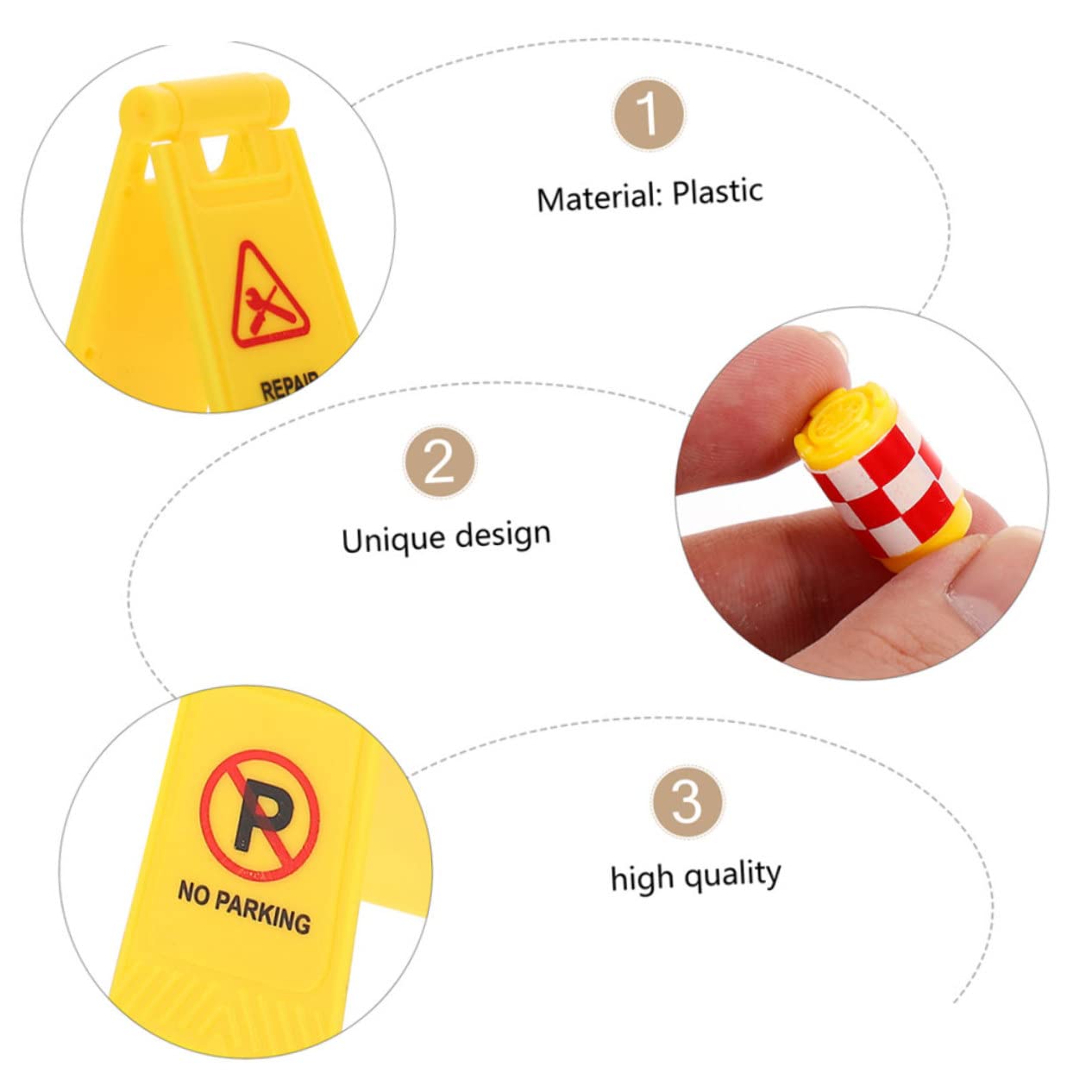 Panneaux De Signalisation pour Enfants - Jouets De Simulation Routière avec Barrières Et Obstacles en Plastique Accessoires De Circulation Légers pour Apprentissage Et Jeux Educatifs