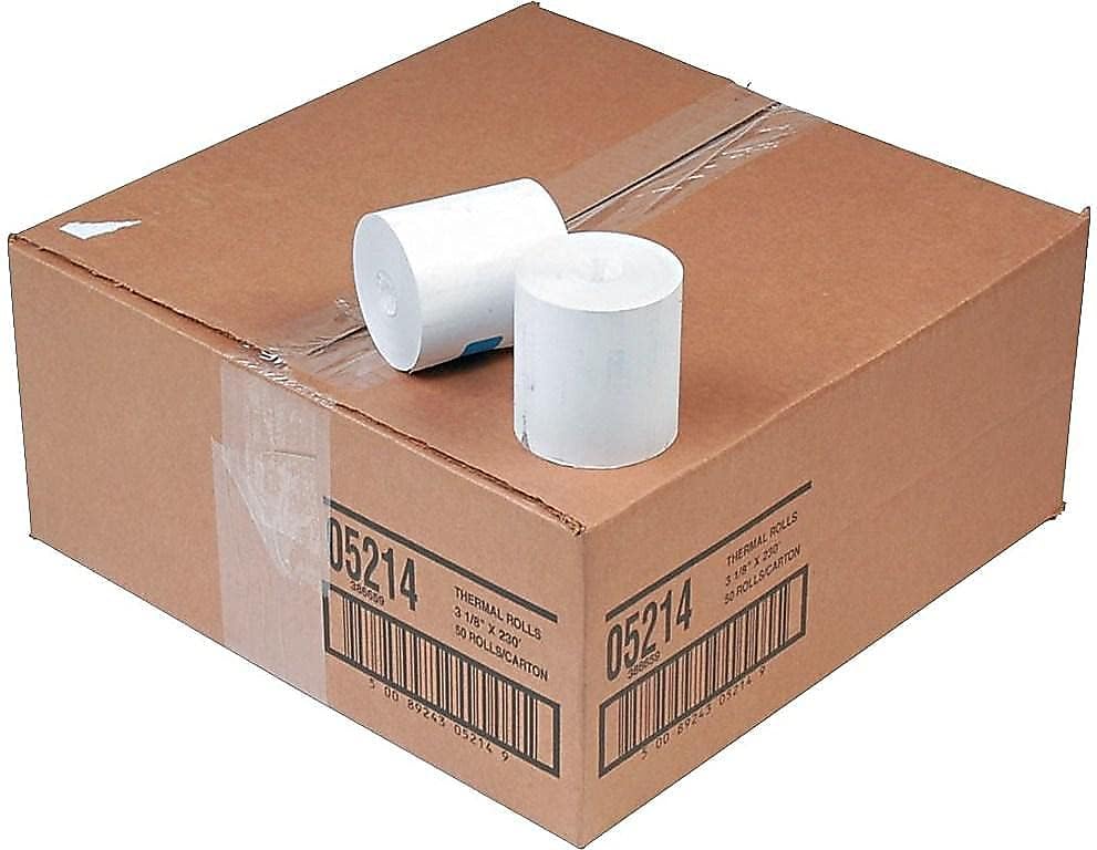 PM Company 05214 Thermal Register Cash Roll, 3-1/8-Inch x230-Ft, 50/CT, White