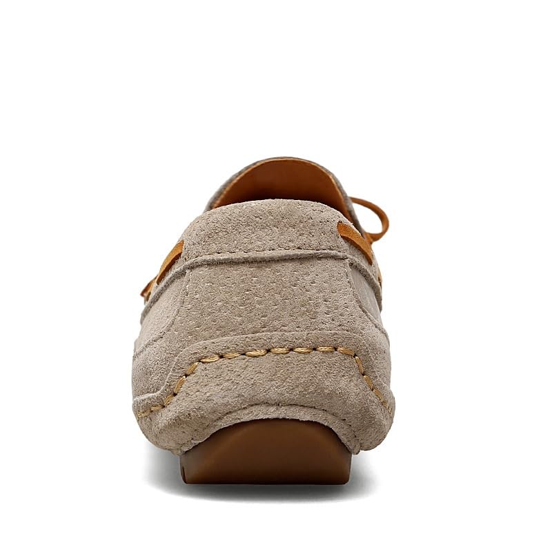Men's Loafers Shoes Round Toe Leather Boat Shoes Comfortable Lightweight Flexible Walking Casual Slip-on(Khaki,10)3