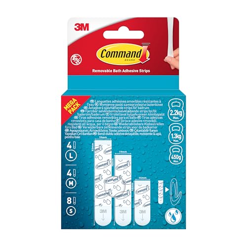 Command Removable Bath Strips Pack de 16 tiras adhesivas miniatura 1