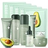 Avocado Skin Care Set - 11PCS Skincare Gift Set with Facial Cleanser, Toner, Serum, Eye Cream, Lotion, Face Cream and Moisturizing Facial Masks - Korean Skin Care Kit for All Skin Types