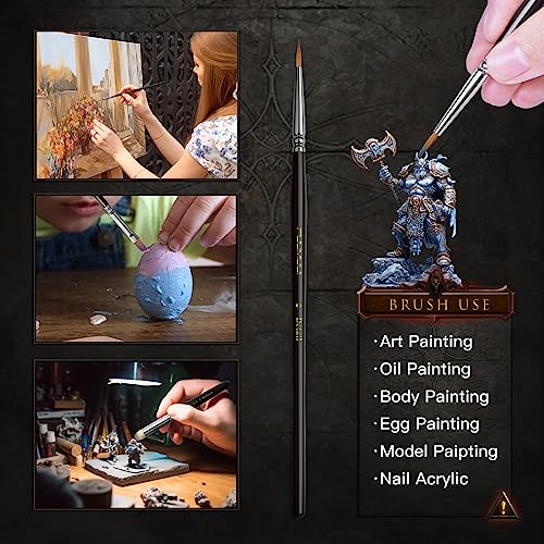 Image of Miniature Model Paint Brushes Drybrush Set 18pcs for Effect, Fine Tip Model Painting - Professional Dry Brush Detail Paint Brushes for Miniature Acrylic, Watercolor, Oil Painting