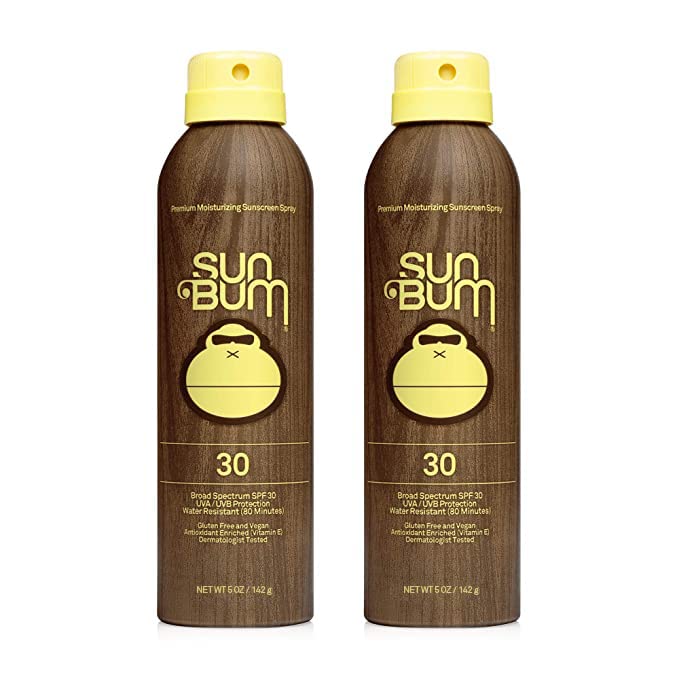 Sun Bum Original SPF 30 Sunscreen Spray, Vegan and Reef Friendly (Octinoxate & Oxybenzone Free) Broad Spectrum Moisturizing UVA/UVB Sunscreen with Vitamin E, 5 Fl Oz (Pack of 2)