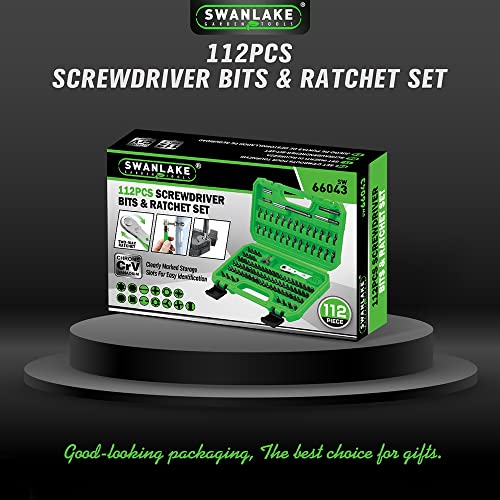 Swanlake Garden Tools SWANLAKE 112Pcs Security Bit Set Screwdriver Bit Set With Ratchet Wrench,Cr-V Steel thumb #8