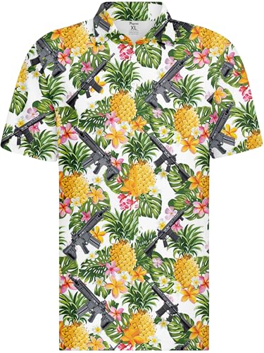 Image of PAGYMO Funny Golf Shirts for Men Crazy Printed Pattern Novelty Moisture Wicking Performance Mens Polo Shirt