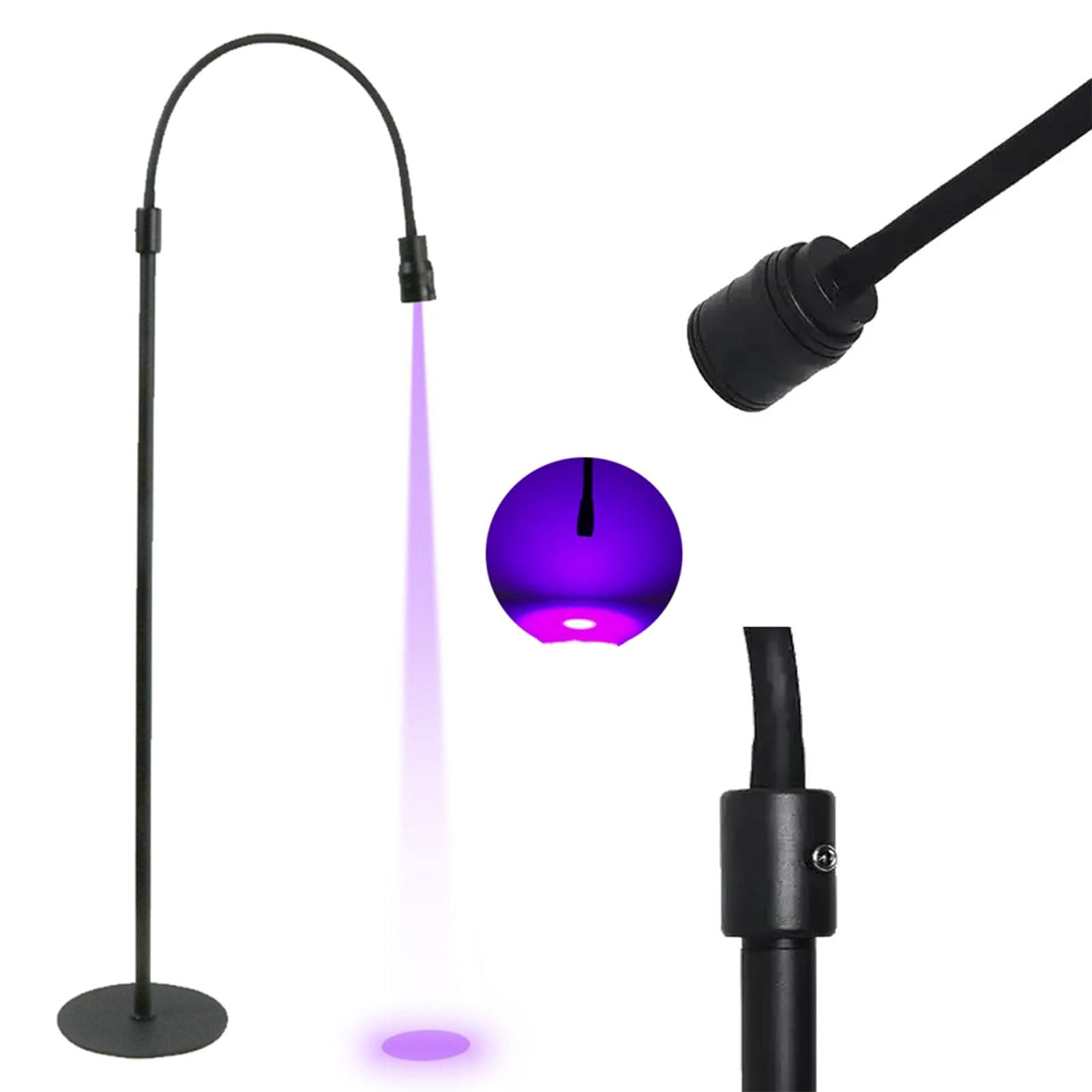 Lámpara UV para Extensiones de Pestañas, Luz UV con Control de Pedal, Luz de Uñas de Gel UV para Piso, Cuello de Cisne Giratorio de 360°, Luz de Curado de Uñas UV, Luz (Enchufe
