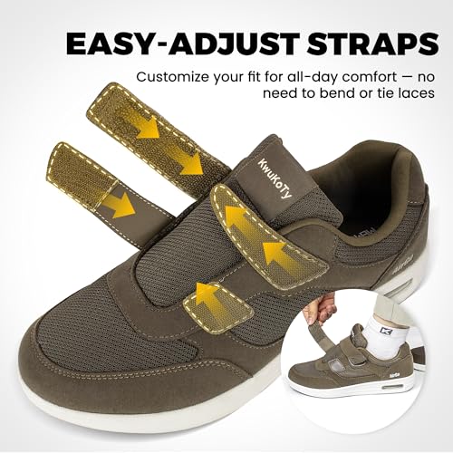 Men's Adjustable Fit Diabetic Shoes Orthopedic Walking Sneakers | Plantar Fasciitis/Swollen Feet/Bunions | Wide Size 7.5-12.53