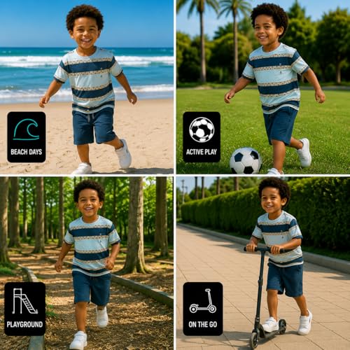 Image of Volcom Toddler Baby Boy Shorts Set - 2 Piece Short Sleeve Graphic Tees and Shorts Infant Toddler Little Boys Summer Outfits