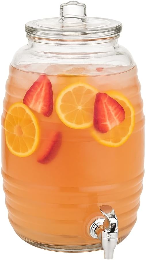 VITTORI, Barrel Drink Dispenser, Water Vitroler Dispenser, Glass Vitrolero with Lid, 10 Liters