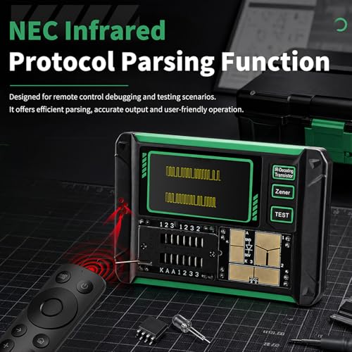 Image of LCR-AR1 Transistor Tester, Multi-Function Component Tester with LCR Meter, ESR Tester, Capacitor Detector, Infrared Decoder, Auto Mode for PNP NPN Zener Diode, 1.9 inch Display, USB Type C Charging