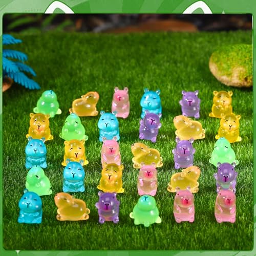 Image of 24pcs Miniature Toys, Blind Bag, Glow in The Dark Capybara Figures for Aquarium and Garden Decoration, Three-Dimensional Night Light Display Pieces, Blind Box Collectibles