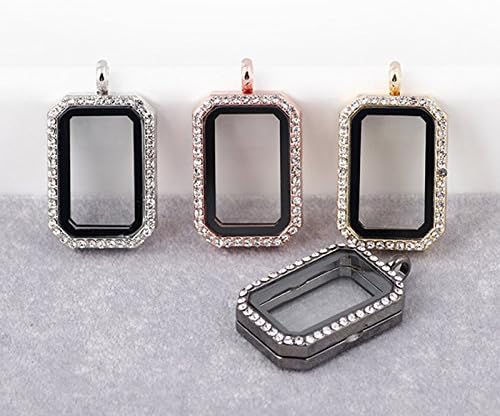 Paialco DIY Rectangle Glass Floating Living Memory Charms Locket Pendant Necklace - Image 3