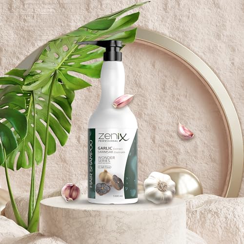 Zenix Garlic Hair Care Shampoo 1000ml | Haar-Shampoo mit Knoblauch Extract | Intensiv reparierende Haarkur | Salzfreies Haarpflege Frauen & Männer strapaziertes-Haar | Sarimsak Sampuan