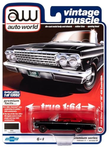 Mini voiture Chevrolet Impala 1962 noire, souvenir d'une icône US