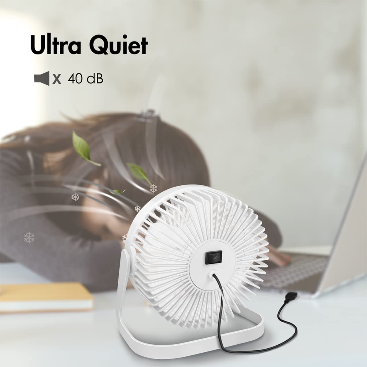 LogiLink Wentylator biurkowy USB, 15,24 cm, 40 dB, biały – 2 stopnie