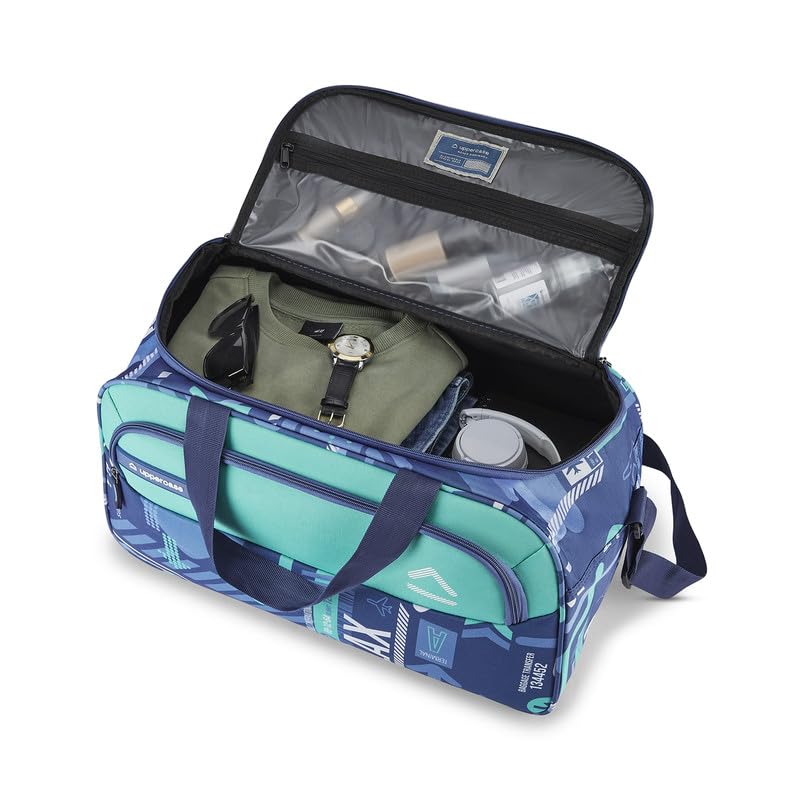 Image of uppercase JFK 50cm Duffle Bag | 44 LTS | Dust Resistant Travel Bag | Spacious Main Compartment | Adjustable Shoulder Strap |Sustainable Duffle Bag for Women & Men | 1500 Days Warranty (Blue)