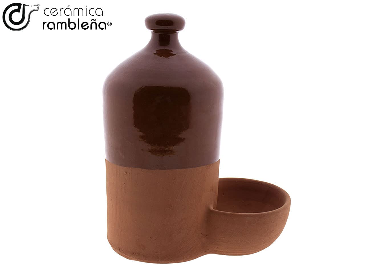 CERÁMICA RAMBLEÑA | Bebedero para mascotas y aves | Barro rojo de La Rambla (Córdoba) | Filo miel | 100% Hecho a mano | 4 litros | ECO