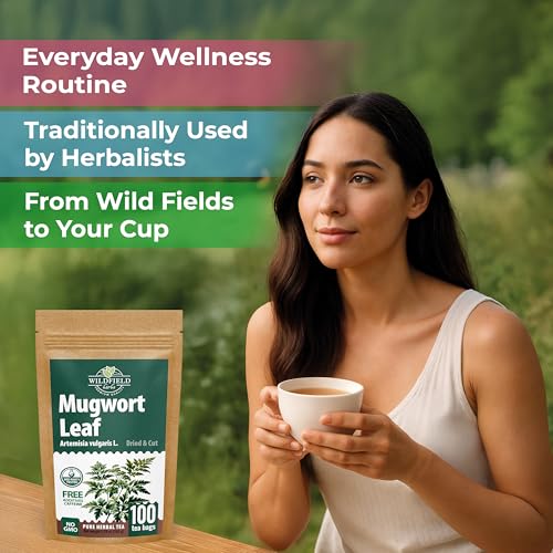 Image of 100 Bags Dried Mugwort Tea Mugwort Herb Dried Tea (Dried Artemisia Vulgaris Herb) - 100 Count 1.5g Bags Artemisa