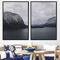 2 Piece Framed Canvas Wall Art Black and White Scenery Canvas Prints Home Artwork Decoration for Living Room,Bedroom - 16