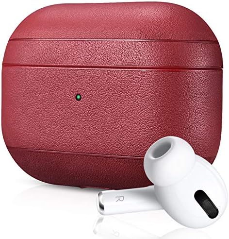 Air Vinyl Design, Leather Case for Apple AirPods Pro | Protective Case Cover | Wireless Charging Capability | Shockproof and Scratchproof Design (Red)