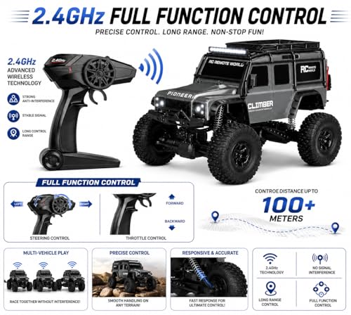 Image of Remote Control Sports Car & Off-Road SUV Toy for Kids, High Speed RC Racing with Wireless Remote, Realistic Lights & Premium Design Gift for Boys Girls (Big-Racing Rally Clamber)