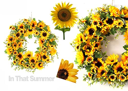 Sunflower Wreath For Front Door All Season 18Inch Handmade Artificial Spring Wreath For Front Door Wall Window Wedding Party Home Deco #TOP1