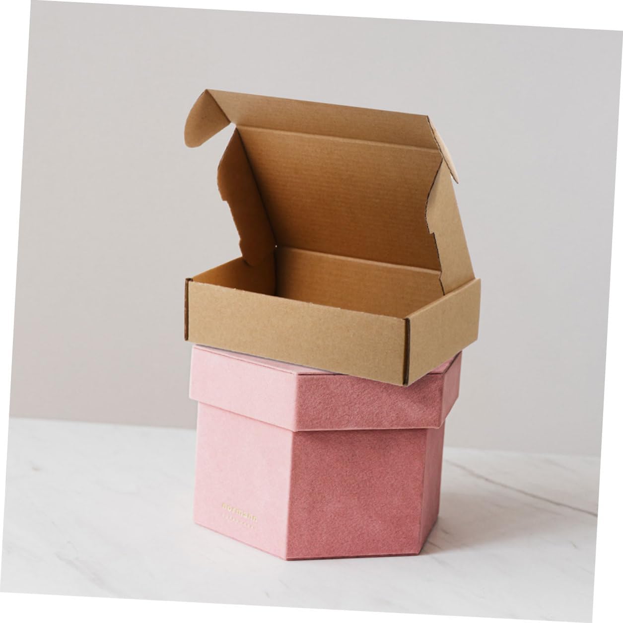 CONGARTENO 15pcs Kraft Paper Boxes for Presents with Lids Rectangle Shaped Foldable Storage Boxes 31x21.5x5cm E-flute Rigid Kraft Paper Small Gift for Party and Event Packaging