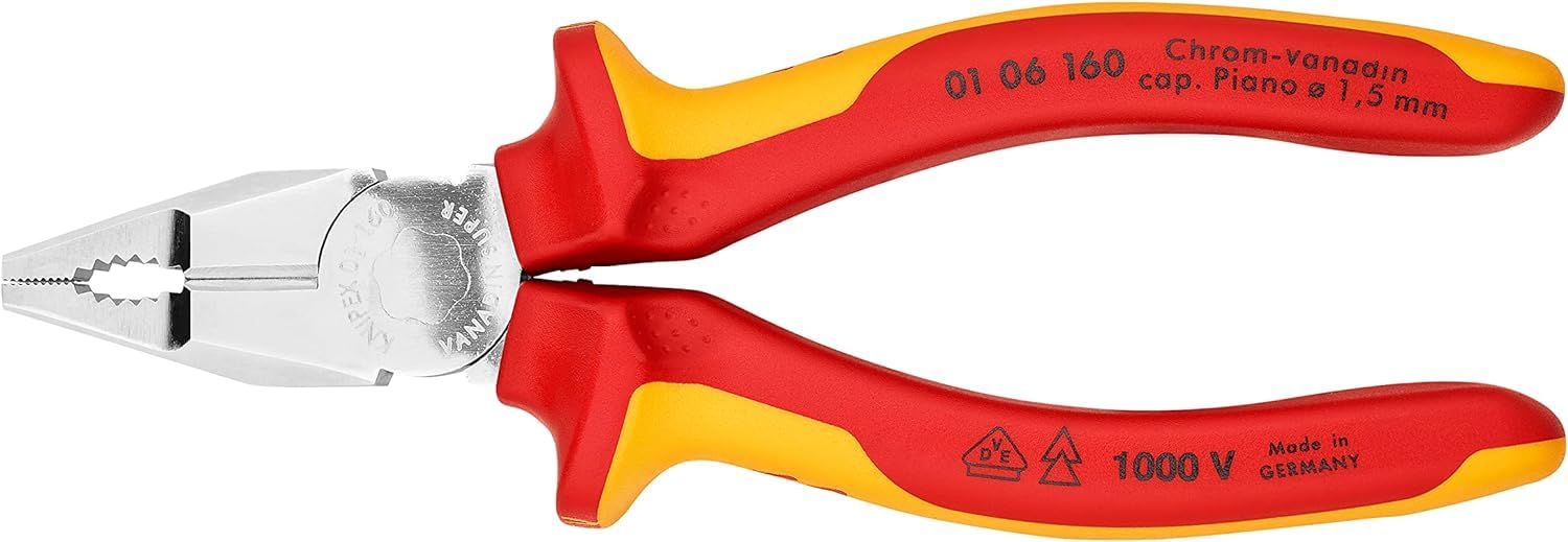 KNIPEX chromowany z wielokomponentowymi osłonkami, izolowane wg VDE 160 mm, 01 06 160