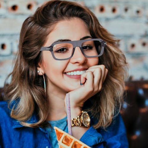 Image of LJCZKA Blue Light Blocking Glasses for Men Women Square Thick Frame Anti Eyestrain Computer Gaming Clear Lens Eyeglasses